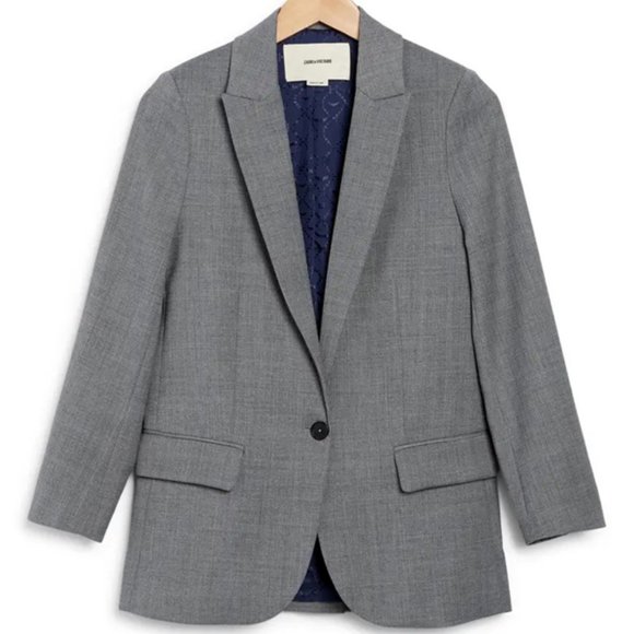 NWT $578 Zadig & Voltaire Viva Amour Strass  Blazer Jacket in Grey Size 36, 38 - Picture 6 of 6